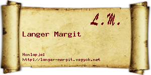 Langer Margit névjegykártya